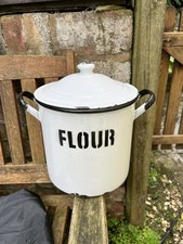 Vintage enamel flour for sale  LOOE