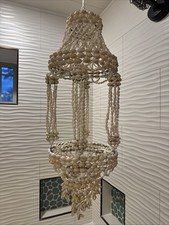 Suporte de planta de macramê vintage anos 70 Cowrie concha pendurada 29”H, 9”W, 5” furo MCM, usado comprar usado Suporte de planta de macramê vintage anos 70 Cowrie concha pendurada 29”H, 9”W, 5” furo MCM, usado comprar usado  Enviando para Brazil