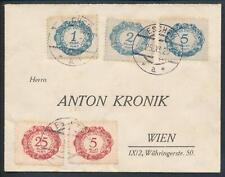 Liechtenstein Portomarken Mi 1 bis 12 Brief MiF Eschen 1920 Wien Kronik Brief comprar usado  Enviando para Brazil