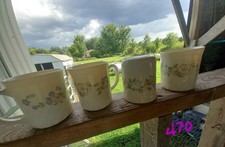 Conjunto de canecas de café #470 VTG 4" Arcopal France Champetre floral vidro leitoso (x4) comprar usado  Enviando para Brazil