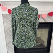 Blusa Michael Kors floral gola tartaruga verde azul manga longa grande comprar usado  Enviando para Brazil