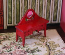 Usado, Penteadeira de maquiagem miniatura casa de bonecas madeira cereja vermelha com espelho 1:12 comprar usado  Enviando para Brazil