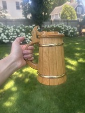 Caneca de cerveja de madeira Tankard Stein com tampa comprar usado  Enviando para Brazil