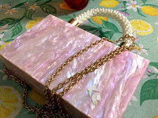 Bolsa de mão de festa opala rosa caixa de acrílico miçangas alça pérola bolsa de noite comprar usado  Enviando para Brazil