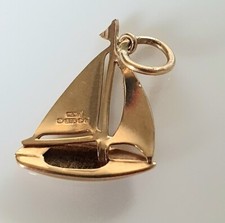 Pingente de berloque vintage de ouro amarelo 9 quilates vela barco marca registrada 9k comprar usado  Enviando para Brazil