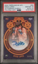 Diego Lopes Rookie Auto /25 Roxo PSA 10 AUTOGRAFADO 10 2024 Topps Noche UFC RC POP 1 comprar usado  Enviando para Brazil