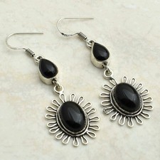 Brincos pendurados de gota feitos à mão de pedra preciosa ônix preto presente joia 1,68" AE 40763, usado comprar usado  Enviando para Brazil