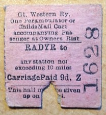 Gwr railway ticket for sale  MARKET DRAYTON