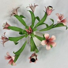 Luminária de teto vintage francesa rosa floral e folhas verdes metal toleware incomum comprar usado  Enviando para Brazil