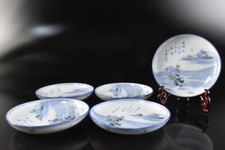 T1549: Prato/prato japonês antigo porcelana colorida Seto-ware 5 peças, comprar usado  Enviando para Brazil