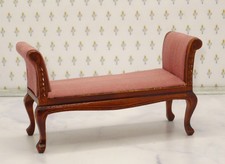 Lindo banco boudoir listrado de madeira escura algodão malva - casa de bonecas miniatura comprar usado  Enviando para Brazil
