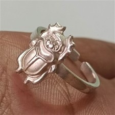 925 Srebro sterling regulowane pierścionek skarabeusz chrząszcz inspirowany egipską biżuterią piec na sprzedaż  Wysyłka do Poland