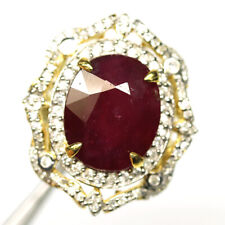 Prata esterlina 925 14 x 17 mm. Anel de joias de rubi vermelho e zircão tamanho 8,25 comprar usado  Enviando para Brazil