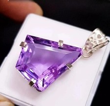 Colgante solitario de plata de ley 925 amatista púrpura natural de 50,40 quilates piedras preciosas segunda mano  Embacar hacia Mexico