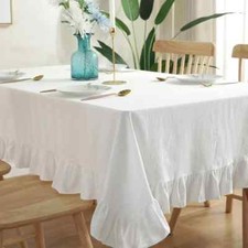 Toalha de mesa retangular branca com babados toalha de mesa lisa tampa de mesa de jantar, usado comprar usado  Enviando para Brazil