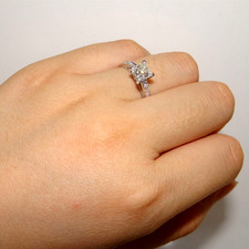 Anel de noivado de casamento corte princesa criado em laboratório diamante ouro branco 14k por cima comprar usado  Enviando para Brazil