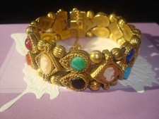 GOLDETTE VICTORIAN REVIVAL, SLIDE DE LINHA DUPLA, PULSEIRA CAMAFEU, COLORIDA, ASSINADA, Perf. comprar usado  Enviando para Brazil