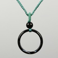 Usado, Pingente de jade ágata calcedônia preta natural círculo redondo amuleto A-S-07071 comprar usado  Enviando para Brazil