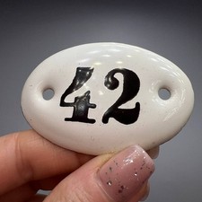 Placa oval de metal branca vintage colecionável esmaltada número 42 comprar usado  Enviando para Brazil