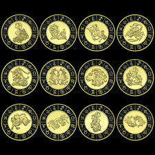 12 peças moeda de ouro constelação incrustação de diamante medalha da sorte presente de aniversário do zodíaco, usado comprar usado  Enviando para Brazil