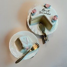 Usado, Bolo miniatura de porcelana Best Wishes com sal e pimenta shakers de rosas década de 1950 Japão comprar usado  Enviando para Brazil