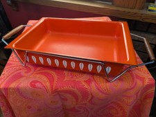 Caçarola de lótus esmalte laranja vintage MCM Cathrineholm Noruega assadeira 9x13 com rack comprar usado  Enviando para Brazil
