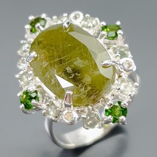 Joia anel de safira verde 10 quilates prata esterlina 925 tamanho 8,75/R408624, usado comprar usado  Enviando para Brazil