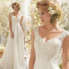 Usado, Vestido de noiva praia plus size branco/lvory chiffon apliques de renda vestidos elegantes comprar usado  Enviando para Brazil