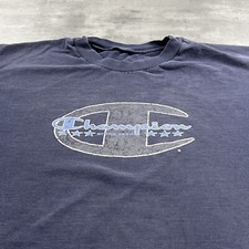 Camiseta Champion masculina L azul marinho desbotada pintor desgastado caixa logotipo grunge trabalho comprar usado  Enviando para Brazil