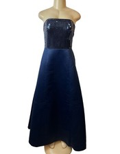 Vestido de noite feminino Basix II azul marinho lantejoulas corpete sem alças linha A tamanho 8, usado comprar usado  Enviando para Brazil