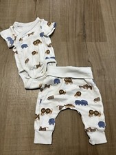 Conjunto de 2 peças H&M animais combinando kimono bodysuit e calça tamanho Preemie comprar usado  Enviando para Brazil