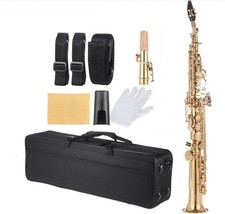 Saxofone soprano reto latão BB B sax plano com estojo de transporte comprar usado  Enviando para Brazil