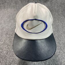 Sombrero de béisbol vintage de cuero NIKE gorra blanca con ventilación ajustable de seis paneles segunda mano  Embacar hacia Argentina