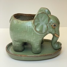 Stoneware green elephant for sale  San Diego