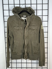 Usado, Jaqueta utilitária militar Abercrombie & Fitch masculina M verde com capuz zíper completo exército comprar usado  Enviando para Brazil