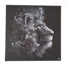 obraz olejny, lew, malarstwo, realizm, 60x60 cm, natura, surrealizm, , używany na sprzedaż  PL