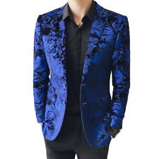 Terno de veludo floral masculino blazer casaco vestido jaqueta palco superior showman fantasia fina comprar usado  Enviando para Brazil