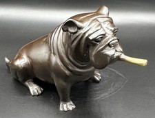 Vintage Grande Escultura de Bronze de Buldogue Inglês com Charuto de Latão, usado comprar usado  Enviando para Brazil