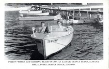Usado, ~1950's ORANGE BEACH AL - Lancha @ Swirn's Wharf & Bathing Beach - Vista em preto e branco comprar usado  Enviando para Brazil