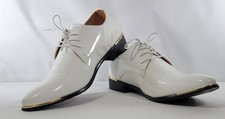 Sapatos sociais masculinos de couro envernizado branco tamanho 11,5 casamento negócios festa formatura sapato, usado comprar usado  Enviando para Brazil