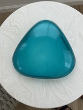 Usado, Tigela/bandeja de vidro vintage MCM Murano opala abstrata azul aqua alabastro com caixa comprar usado  Enviando para Brazil
