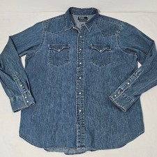 Camisa Polo Ralph Lauren Rara Antiga Ocidental Clássica Azul Pérola Snap Denim Masculina Extra Grande, usado comprar usado  Enviando para Brazil