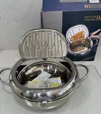 Deep Frying Pot Stainless Steel Pan Thermometer & Lid 3.4L Induction Compatible comprar usado  Enviando para Brazil