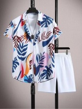 Camisa masculina estampada da moda | Meia manga tecido de lycra macio slim fit visual casual comprar usado  Enviando para Brazil