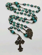 Rosário de São Patrício Bronze Celta Rosário Verde Jade Cristal Contas RARO VINTAGE comprar usado  Enviando para Brazil
