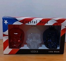 CONJUNTO DE 3 garrafas vazias de 50 ml Crystal Head Vodka EUA VERMELHO BRANCO AZUL 2018 comprar usado  Enviando para Brazil