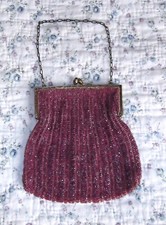 BOLSO MONEDERO ANTIGUO VICTORIANO ROSA DRAPEADO CUENTAS segunda mano  Embacar hacia Mexico
