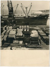 Foto Silver Print Barco Industrial Puerto Muelle Hacia 1950 comprar usado  Enviando para Brazil