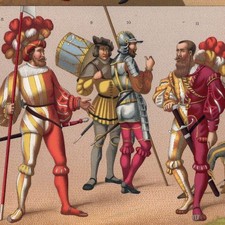 Infantaria e oficiais franceses – Vestido militar do século XVI – Gravura antiga de 1876, usado comprar usado  Enviando para Brazil
