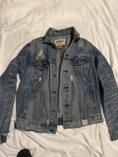 Jaqueta jeans Abercrombie and Fitch trucker tamanho pequeno masculina, usado comprar usado  Enviando para Brazil